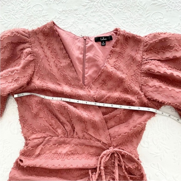 NWOT Lulus Cherish This Moment Rusty Rose Ruched Asymmetrical Mini Dress Medium - Picture 6 of 9